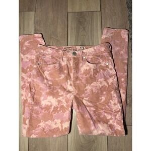 SEVEN7 Pink Floral Tie Dye Corduroy High Rise Skinny Jeans Pants Size 4